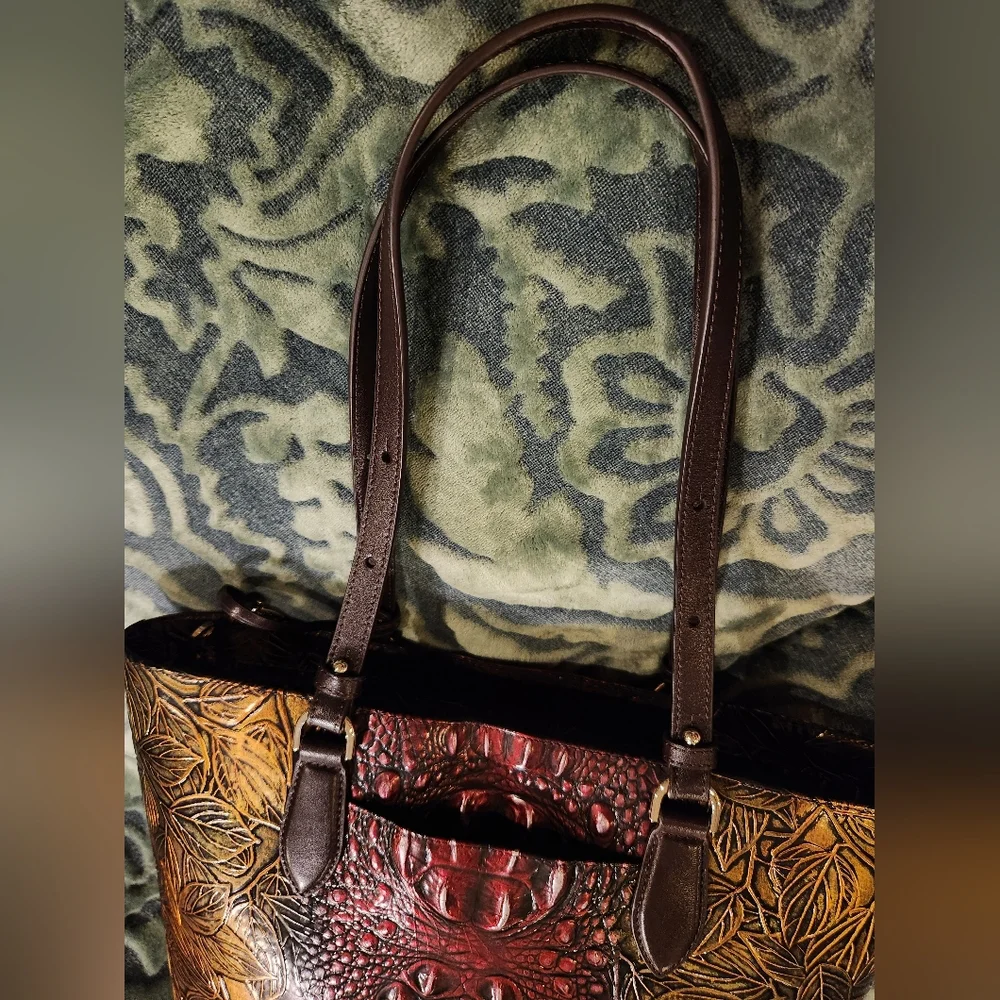 Brahmin Ellen Pesto Edgewood Embossed Leather Tote- NWOT